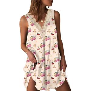 image:imageEkouaer Womens Satin V Neck Nightgown Sleeveless Tank Sleepwear NightdressCherry Teddy Bear