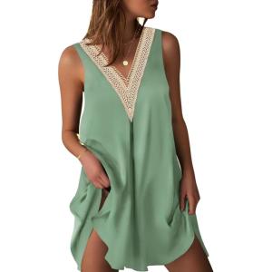 image:imageEkouaer Womens Satin V Neck Nightgown Sleeveless Tank Sleepwear NightdressIce Green