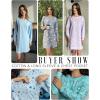 image:imageEkouaer 3 Pack Cotton Nightgowns for Women Long Sleeve Sleep Shirts for Women Comfy Soft SXXXLCoffee CupPurple HeartLight Blue