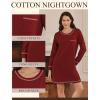 image:imageEkouaer 3 Pack Cotton Nightgowns for Women Long Sleeve Sleep Shirts for Women Comfy Soft SXXXLNavy BlueWine RedBlack Sky