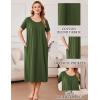 image:imageEkouaer Cotton Nightgowns for Women Long House Dresses with Pockets Plus Size Night Gowns Short Sleeve Night Shirts S3XLArmy Green