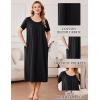 image:imageEkouaer Cotton Nightgowns for Women Long House Dresses with Pockets Plus Size Night Gowns Short Sleeve Night Shirts S3XLBlack