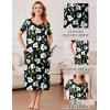 image:imageEkouaer Cotton Nightgowns for Women Long House Dresses with Pockets Plus Size Night Gowns Short Sleeve Night Shirts S3XLBlack Flower