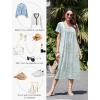 image:imageEkouaer Cotton Nightgowns for Women Long House Dresses with Pockets Plus Size Night Gowns Short Sleeve Night Shirts S3XLDaisy Green