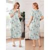 image:imageEkouaer Cotton Nightgowns for Women Long House Dresses with Pockets Plus Size Night Gowns Short Sleeve Night Shirts S3XLFlowers Green