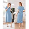 image:imageEkouaer Cotton Nightgowns for Women Long House Dresses with Pockets Plus Size Night Gowns Short Sleeve Night Shirts S3XLLight Blue
