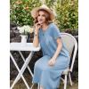 image:imageEkouaer Cotton Nightgowns for Women Long House Dresses with Pockets Plus Size Night Gowns Short Sleeve Night Shirts S3XLLight Blue