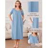 image:imageEkouaer Cotton Nightgowns for Women Long House Dresses with Pockets Plus Size Night Gowns Short Sleeve Night Shirts S3XLLight Blue
