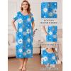 image:imageEkouaer Cotton Nightgowns for Women Long House Dresses with Pockets Plus Size Night Gowns Short Sleeve Night Shirts S3XLLine Drawing Flowers Blue