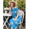 image:imageEkouaer Cotton Nightgowns for Women Long House Dresses with Pockets Plus Size Night Gowns Short Sleeve Night Shirts S3XLLine Drawing Flowers Blue
