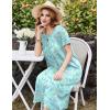 image:imageEkouaer Cotton Nightgowns for Women Long House Dresses with Pockets Plus Size Night Gowns Short Sleeve Night Shirts S3XLLine Drawing Flowers Green