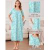 image:imageEkouaer Cotton Nightgowns for Women Long House Dresses with Pockets Plus Size Night Gowns Short Sleeve Night Shirts S3XLLine Drawing Flowers Green