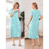 image:imageEkouaer Cotton Nightgowns for Women Long House Dresses with Pockets Plus Size Night Gowns Short Sleeve Night Shirts S3XLLine Drawing Flowers Green