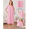 image:imageEkouaer Cotton Nightgowns for Women Long House Dresses with Pockets Plus Size Night Gowns Short Sleeve Night Shirts S3XLPink