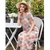 image:imageEkouaer Cotton Nightgowns for Women Long House Dresses with Pockets Plus Size Night Gowns Short Sleeve Night Shirts S3XLPink Flower