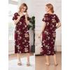 image:imageEkouaer Cotton Nightgowns for Women Long House Dresses with Pockets Plus Size Night Gowns Short Sleeve Night Shirts S3XLWine Red Flower