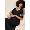 image:imageEkouaer Long Nightgown Womens V Neck Loungewear Oversized Sleepwear Loose Sleep Dress S4XLBlack