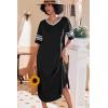 image:imageEkouaer Long Nightgown Womens V Neck Loungewear Oversized Sleepwear Loose Sleep Dress S4XLBlack