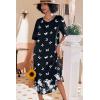 image:imageEkouaer Long Nightgown Womens V Neck Loungewear Oversized Sleepwear Loose Sleep Dress S4XLBlack Butterfly