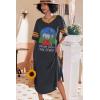image:imageEkouaer Long Nightgown Womens V Neck Loungewear Oversized Sleepwear Loose Sleep Dress S4XLBlack Forest