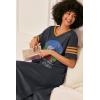 image:imageEkouaer Long Nightgown Womens V Neck Loungewear Oversized Sleepwear Loose Sleep Dress S4XLBlack Forest