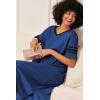 image:imageEkouaer Long Nightgown Womens V Neck Loungewear Oversized Sleepwear Loose Sleep Dress S4XLBlue