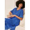 image:imageEkouaer Long Nightgown Womens V Neck Loungewear Oversized Sleepwear Loose Sleep Dress S4XLBlue Ethnic Style