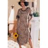 image:imageEkouaer Long Nightgown Womens V Neck Loungewear Oversized Sleepwear Loose Sleep Dress S4XLBrown Leopard Print