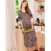 image:imageEkouaer Long Nightgown Womens V Neck Loungewear Oversized Sleepwear Loose Sleep Dress S4XLBrown Leopard Print