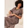 image:imageEkouaer Long Nightgown Womens V Neck Loungewear Oversized Sleepwear Loose Sleep Dress S4XLBrown Leopard Print