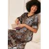 image:imageEkouaer Long Nightgown Womens V Neck Loungewear Oversized Sleepwear Loose Sleep Dress S4XLBrown Leopard Print2