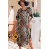 image:imageEkouaer Long Nightgown Womens V Neck Loungewear Oversized Sleepwear Loose Sleep Dress S4XLBrown Leopard Print2