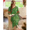 image:imageEkouaer Long Nightgown Womens V Neck Loungewear Oversized Sleepwear Loose Sleep Dress S4XLGreen Christmas