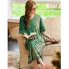 image:imageEkouaer Long Nightgown Womens V Neck Loungewear Oversized Sleepwear Loose Sleep Dress S4XLGreen Ethnic Style