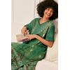 image:imageEkouaer Long Nightgown Womens V Neck Loungewear Oversized Sleepwear Loose Sleep Dress S4XLGreen Ethnic Style