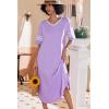 image:imageEkouaer Long Nightgown Womens V Neck Loungewear Oversized Sleepwear Loose Sleep Dress S4XLLavender