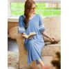 image:imageEkouaer Long Nightgown Womens V Neck Loungewear Oversized Sleepwear Loose Sleep Dress S4XLLight Blue