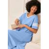 image:imageEkouaer Long Nightgown Womens V Neck Loungewear Oversized Sleepwear Loose Sleep Dress S4XLLight Blue