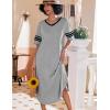 image:imageEkouaer Long Nightgown Womens V Neck Loungewear Oversized Sleepwear Loose Sleep Dress S4XLLight Grey
