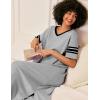 image:imageEkouaer Long Nightgown Womens V Neck Loungewear Oversized Sleepwear Loose Sleep Dress S4XLLight Grey