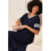 image:imageEkouaer Long Nightgown Womens V Neck Loungewear Oversized Sleepwear Loose Sleep Dress S4XLNavy Blue