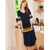 image:imageEkouaer Long Nightgown Womens V Neck Loungewear Oversized Sleepwear Loose Sleep Dress S4XLNavy Blue