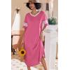 image:imageEkouaer Long Nightgown Womens V Neck Loungewear Oversized Sleepwear Loose Sleep Dress S4XLPeach Pink