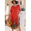 image:imageEkouaer Long Nightgown Womens V Neck Loungewear Oversized Sleepwear Loose Sleep Dress S4XLPeacock Feather