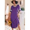 image:imageEkouaer Long Nightgown Womens V Neck Loungewear Oversized Sleepwear Loose Sleep Dress S4XLPurple