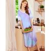 image:imageEkouaer Long Nightgown Womens V Neck Loungewear Oversized Sleepwear Loose Sleep Dress S4XLPurple Tie Dye
