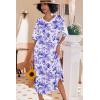 image:imageEkouaer Long Nightgown Womens V Neck Loungewear Oversized Sleepwear Loose Sleep Dress S4XLPurple Watercolor Flowers