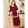 image:imageEkouaer Long Nightgown Womens V Neck Loungewear Oversized Sleepwear Loose Sleep Dress S4XLWine Red