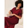 image:imageEkouaer Long Nightgown Womens V Neck Loungewear Oversized Sleepwear Loose Sleep Dress S4XLWine Red