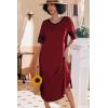 image:imageEkouaer Long Nightgown Womens V Neck Loungewear Oversized Sleepwear Loose Sleep Dress S4XLWine Red